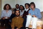 Party at Panos - L-R back row: Andy, Nigel, Mehran,Westwood,?? and front row: ?? 